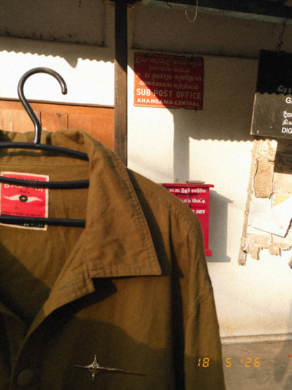 N224- ATLAS Overshirt & Handmade  Brass Comet Pin Gulabo X Jarana