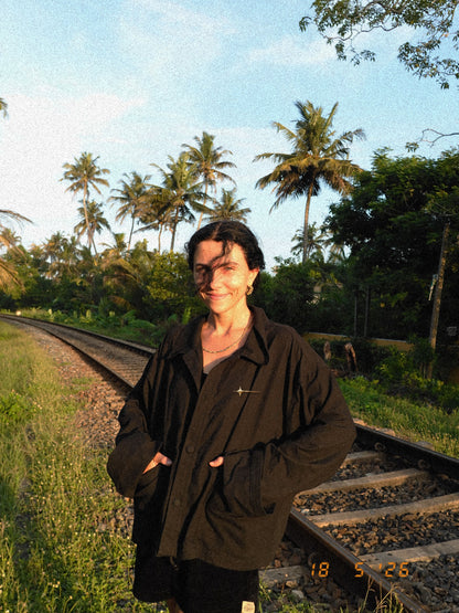 N224- ATLAS Overshirt & Handmade  Brass Comet Pin Gulabo X Jarana