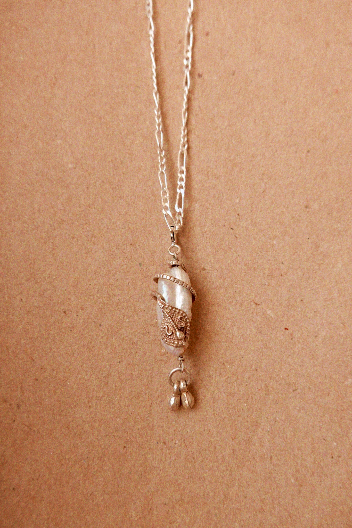 N189- Naga Pearl  Silver Protection Amulet