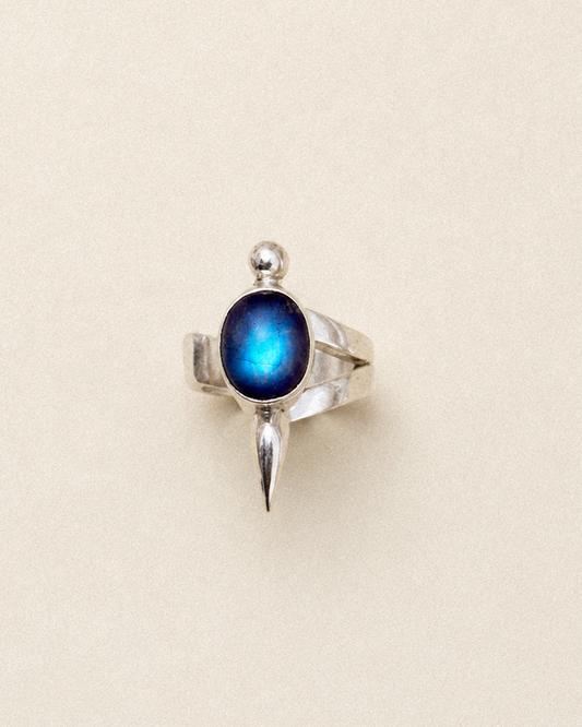 N178 - Silver Ring with  Rainbow Moonstone