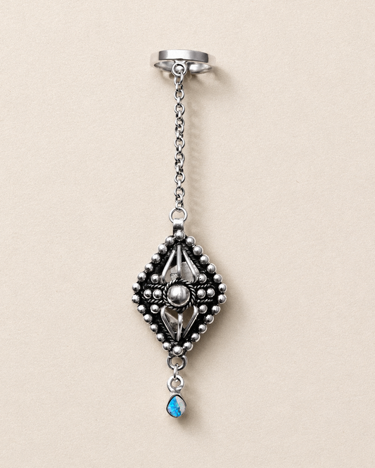 N122 - Australian Opal  Chain Adjustable Silver Ring