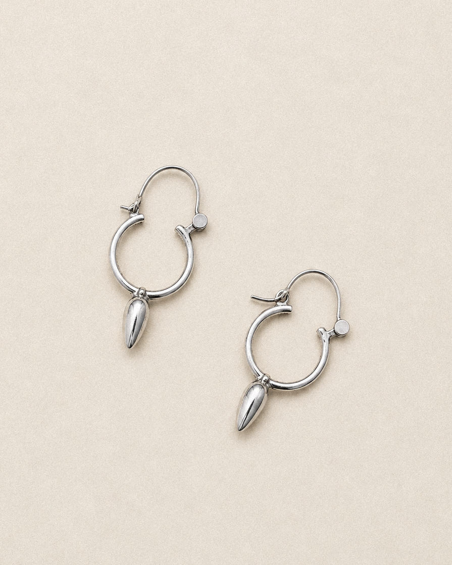 N205- Desert Thorn Silver Hoops XS