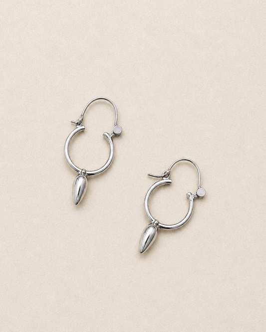 N205- Desert Thorn Silver Hoops XS