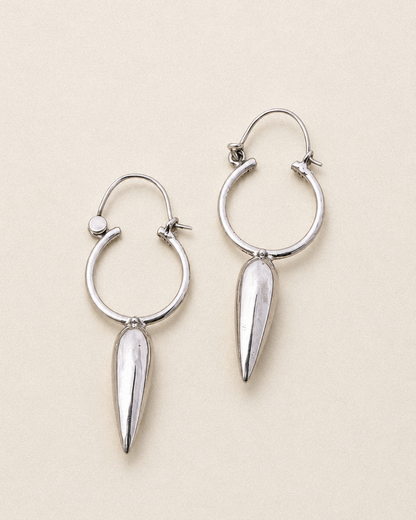 N204- Desert Thorn Silver Hoops