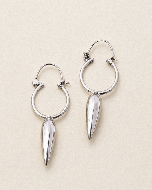 N204- Desert Thorn Silver Hoops