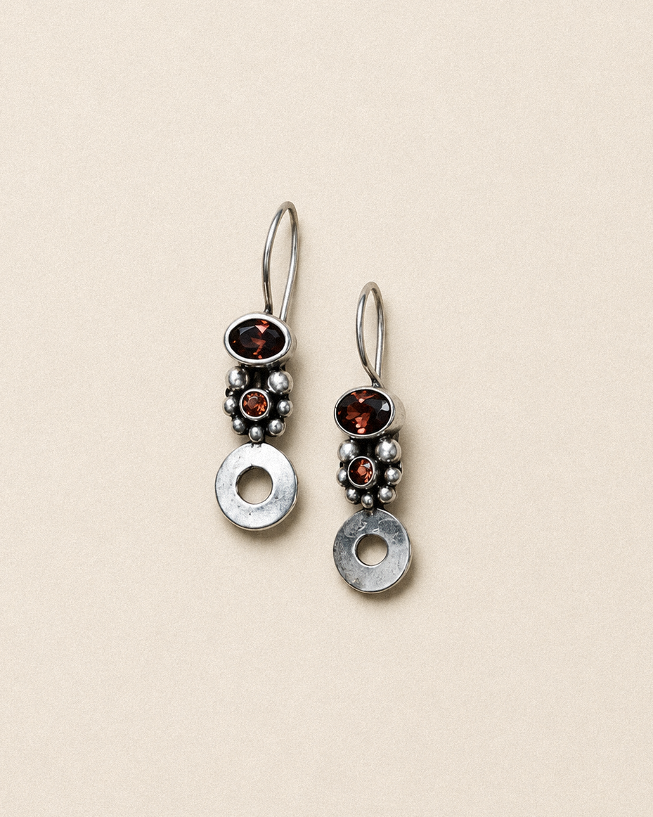 N220 – Garnet & Tourmaline Silver Earrings PREORDER