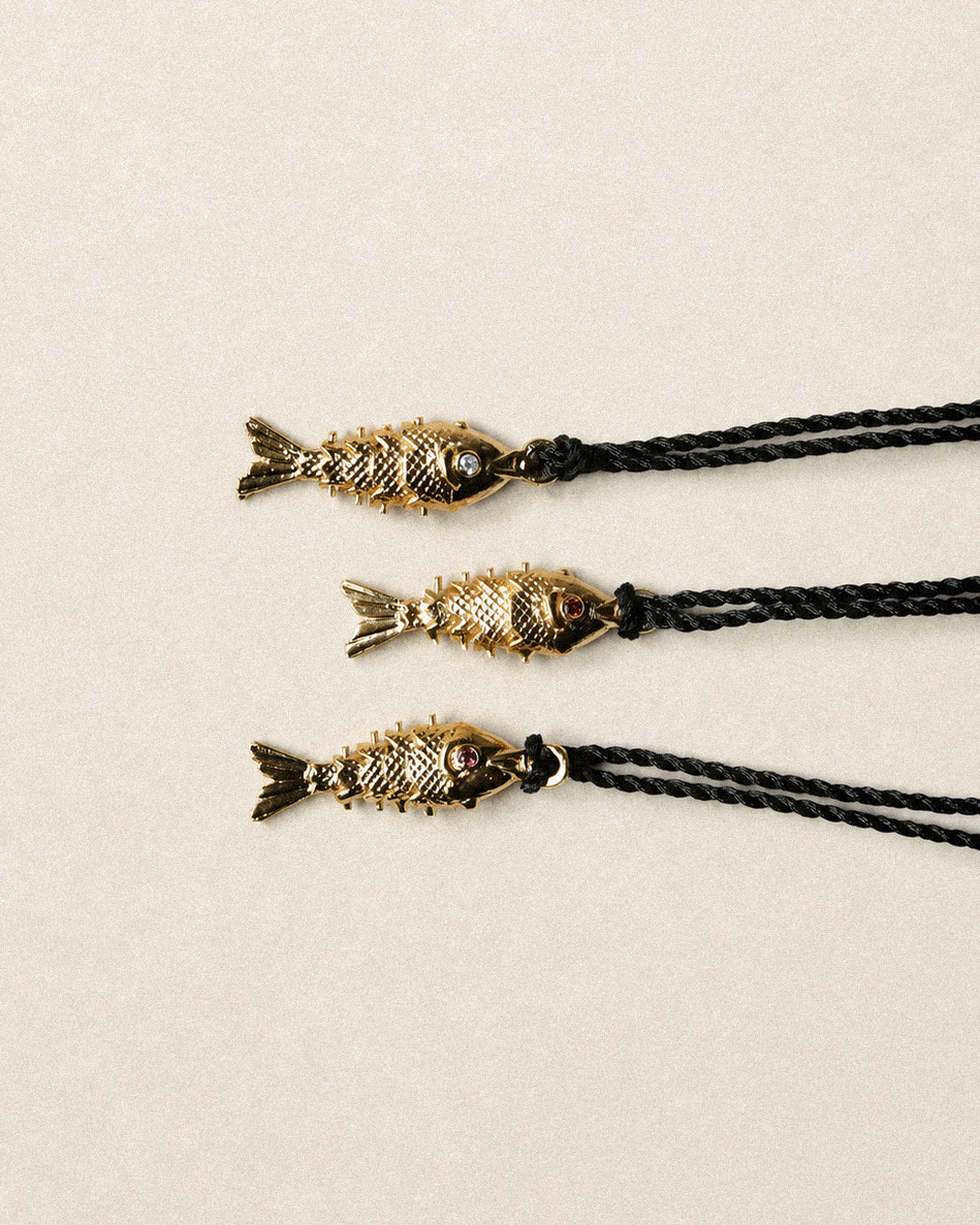N222 – Big Matsya Fish Pendant Necklace in Vintage Gold Tone PREORDER