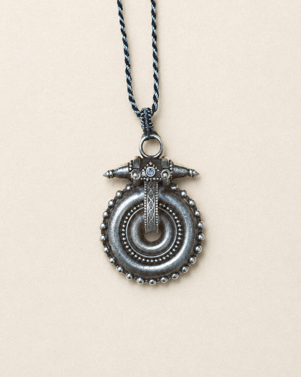 N217-Necklace inspired by traditional Akhota with Tanzanite PREORDER