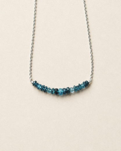 N216-Apatite & Aquamarine Beaded Choker Necklace in 925 Silver PREORDER