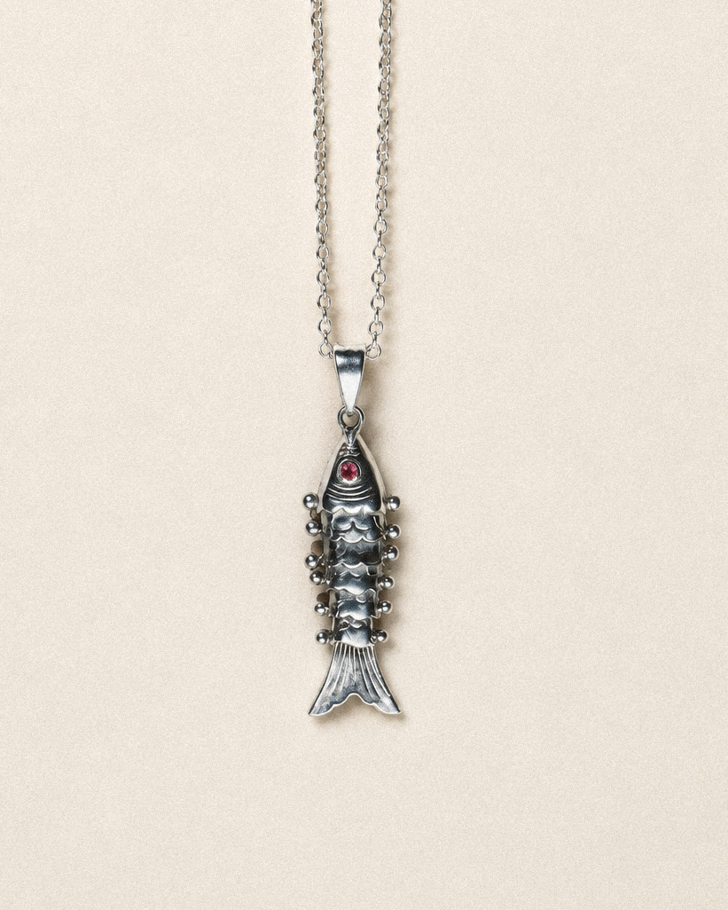 N223 – 925 Silver Matsya Fish Pendant Necklace PREORDER