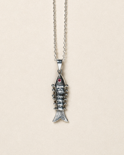 N223 – 925 Silver Matsya Fish Pendant Necklace PREORDER