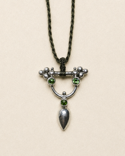 N153 - Peridot Tris Silver Necklace