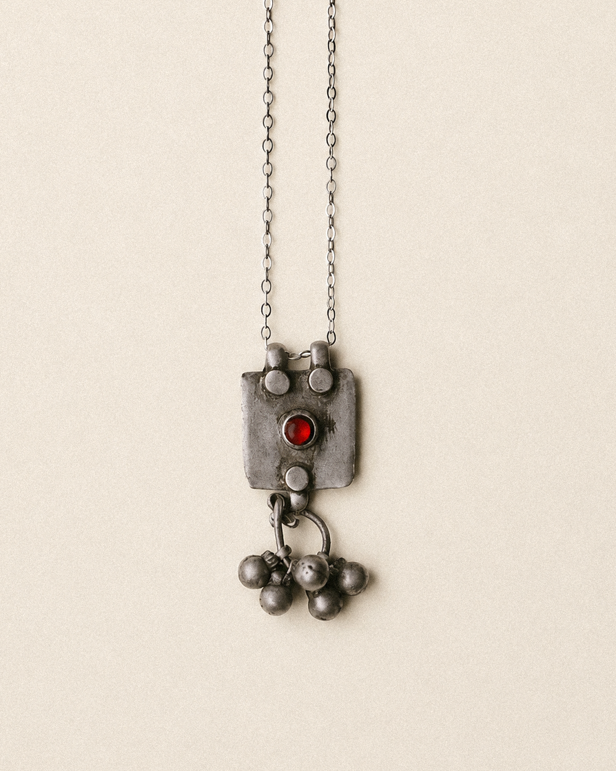 N101 – Vintage LAL Tribal Square Necklace