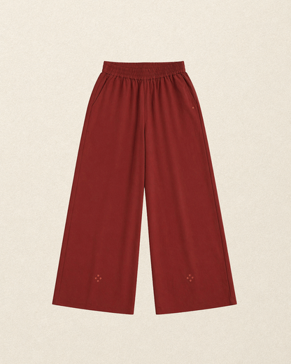 W4 – Palazzo Pants | Wide-Leg Rayon Trousers with Hand Embroidery