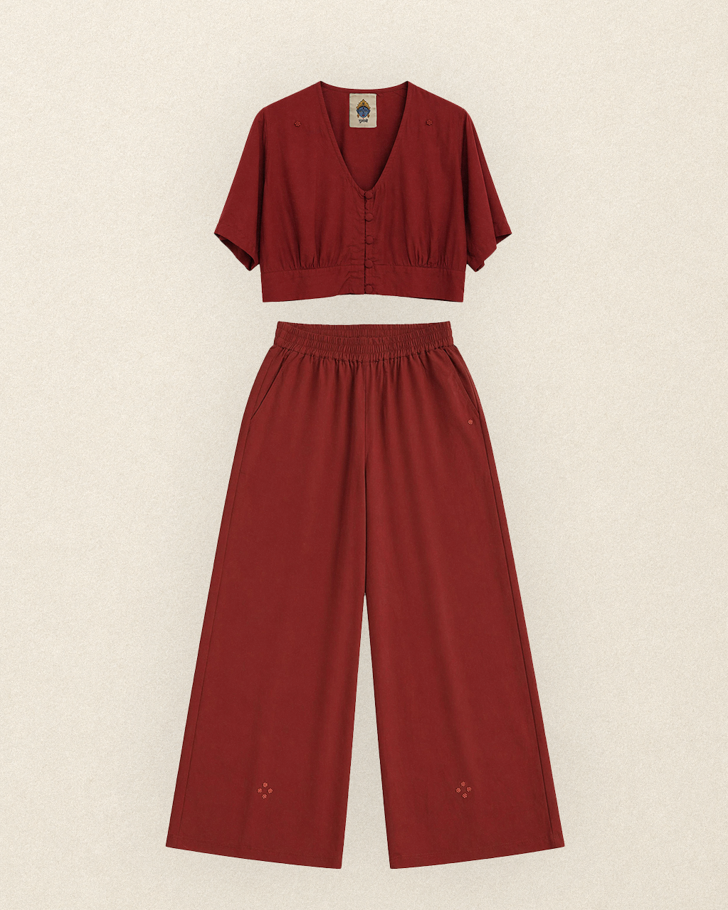 W6 – Choli & Palazzo Set | Rayon Crop Top and Wide-Leg Pants