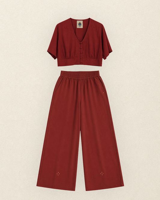 W6 – Choli & Palazzo Set | Rayon Crop Top and Wide-Leg Pants