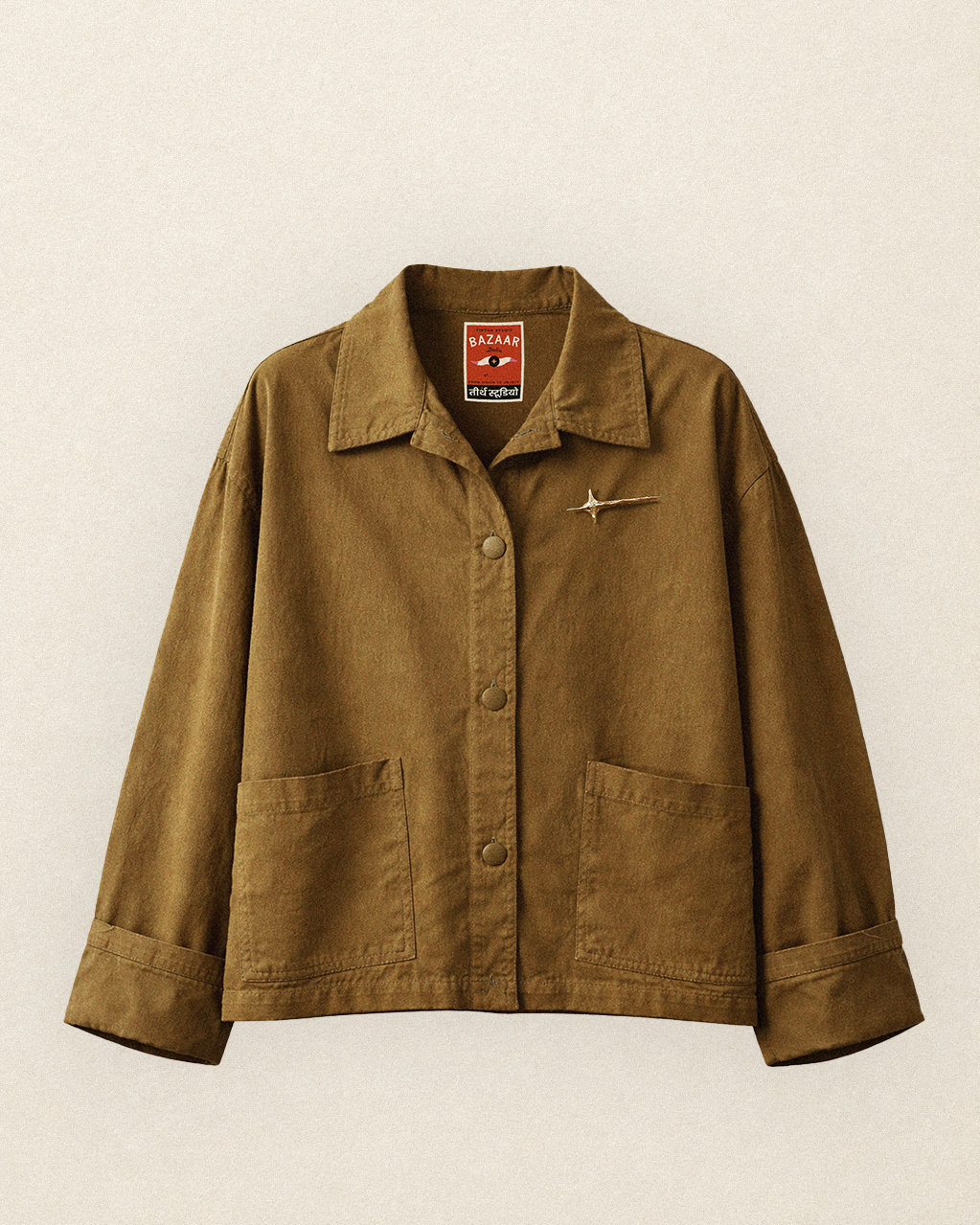 N224- ATLAS Overshirt & Handmade  Brass Comet Pin Gulabo X Jarana