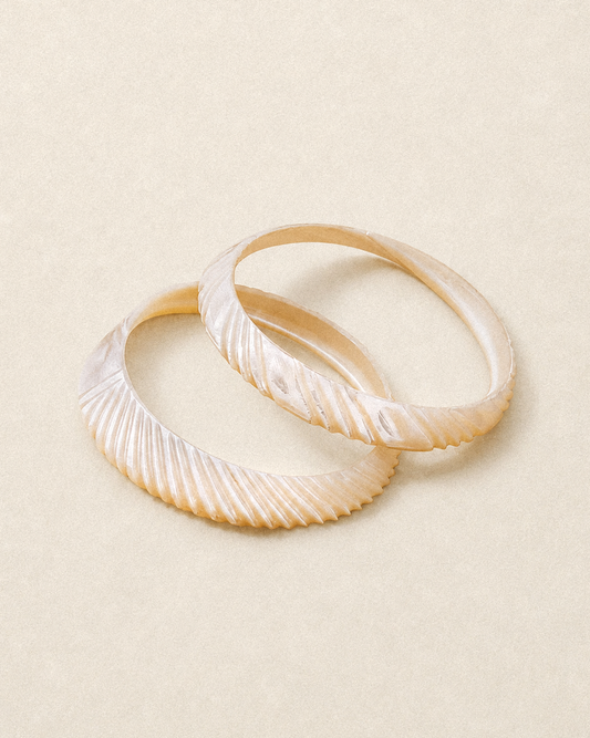 N210 - Natural  Shell Bangles Couple. XL