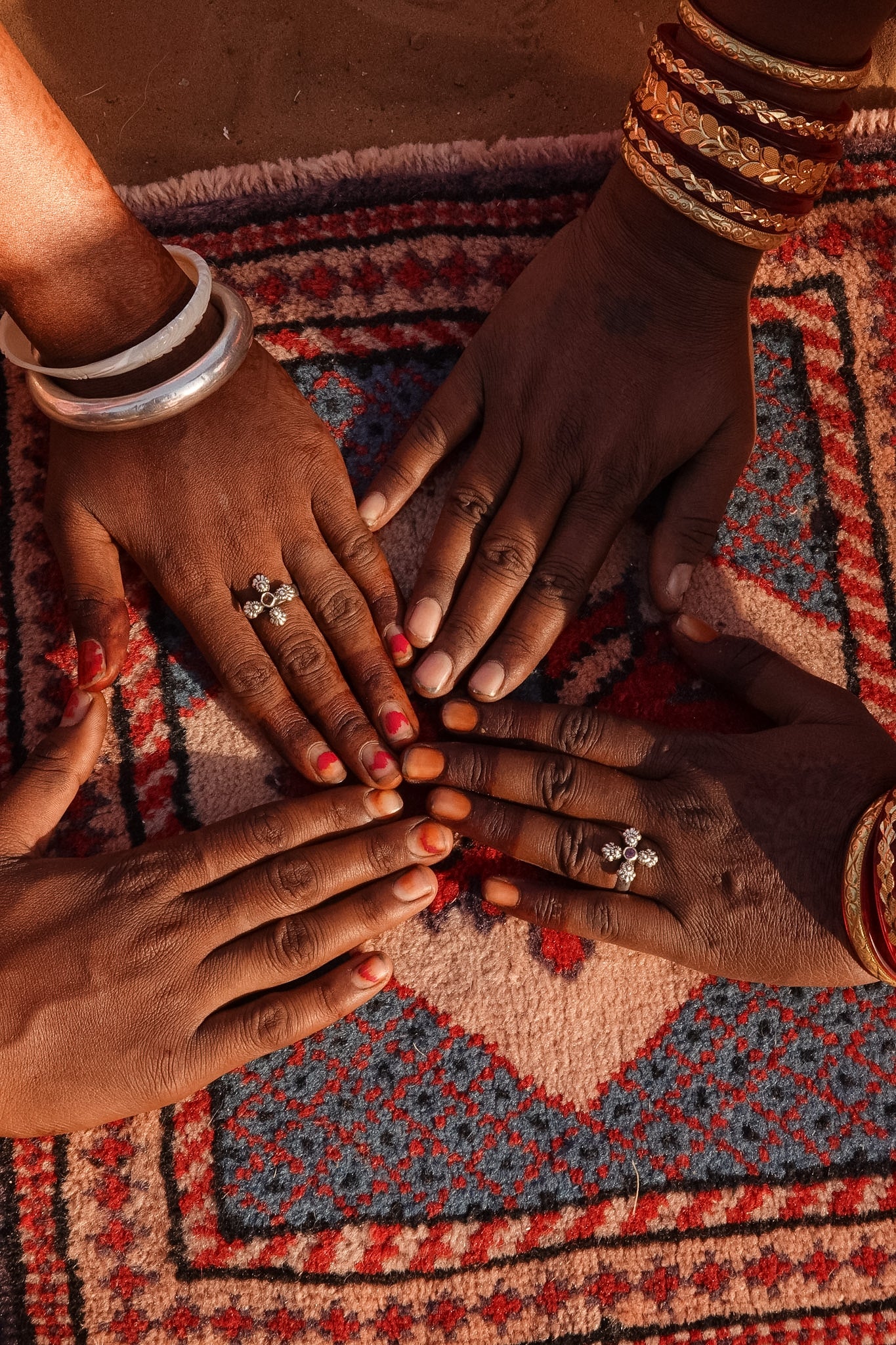 N181 - Phool Silver Ring Orange Garnet & Turmaline
