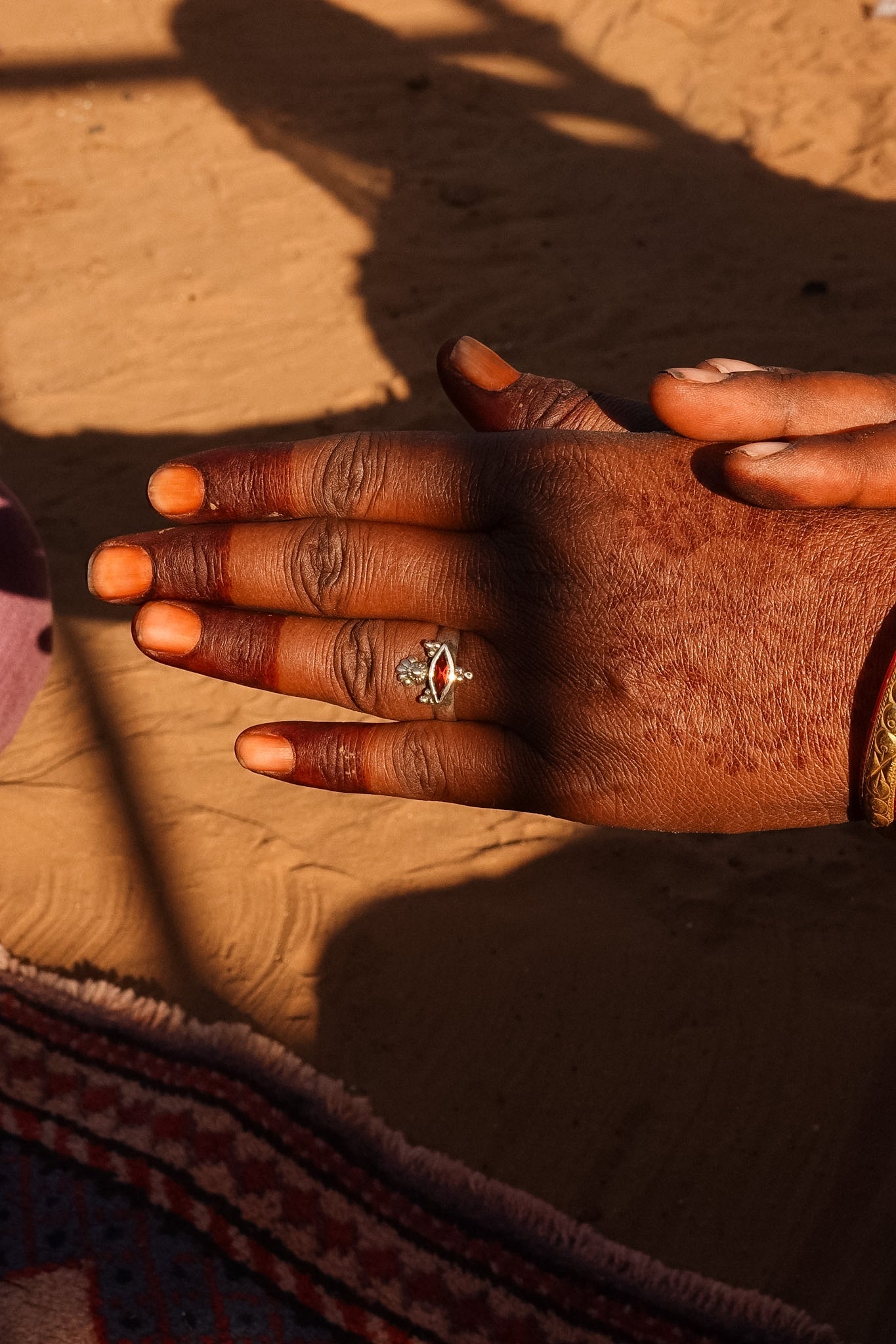 N182 - Akhe Silver Ring With Faceted Red Garnet
