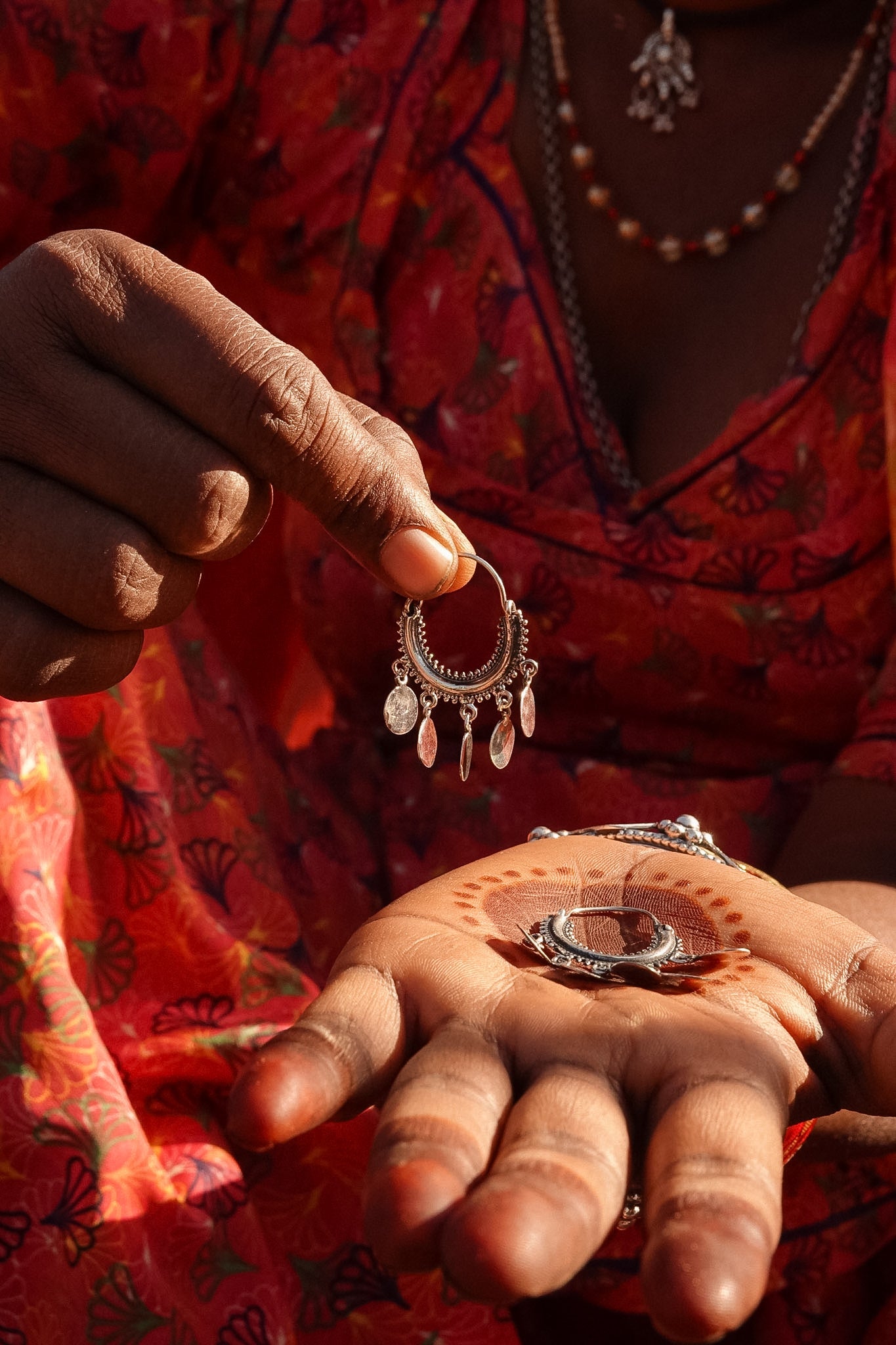 N208 - Coins Hoop Silver Earrings