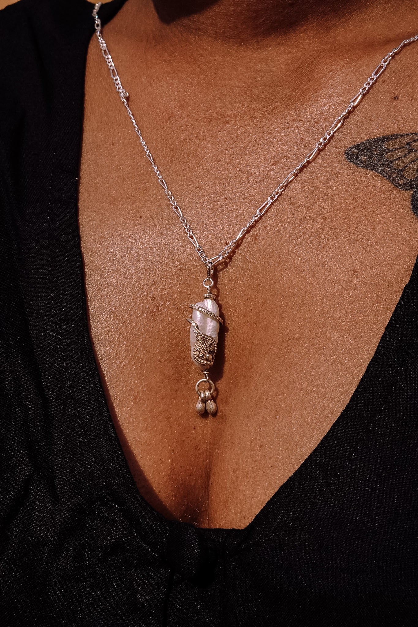 N189- Naga Pearl  Silver Protection Amulet