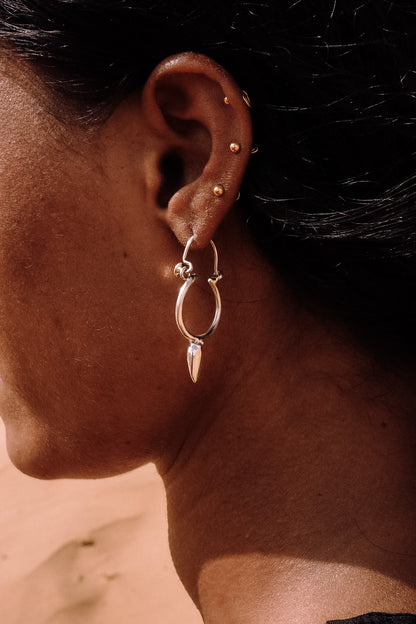 N205- Desert Thorn Silver Hoops XS