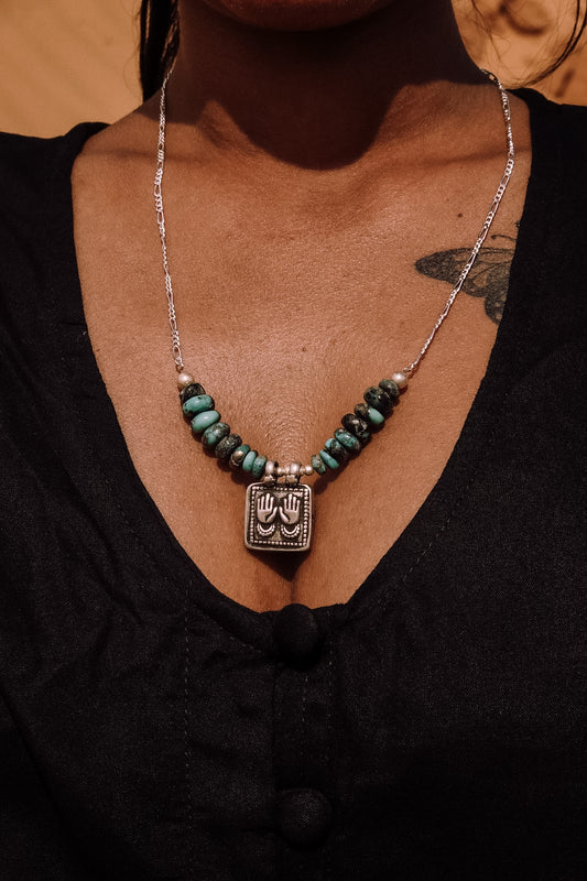 N202 - Panja Pratima Antique Turquoise Silver Necklace