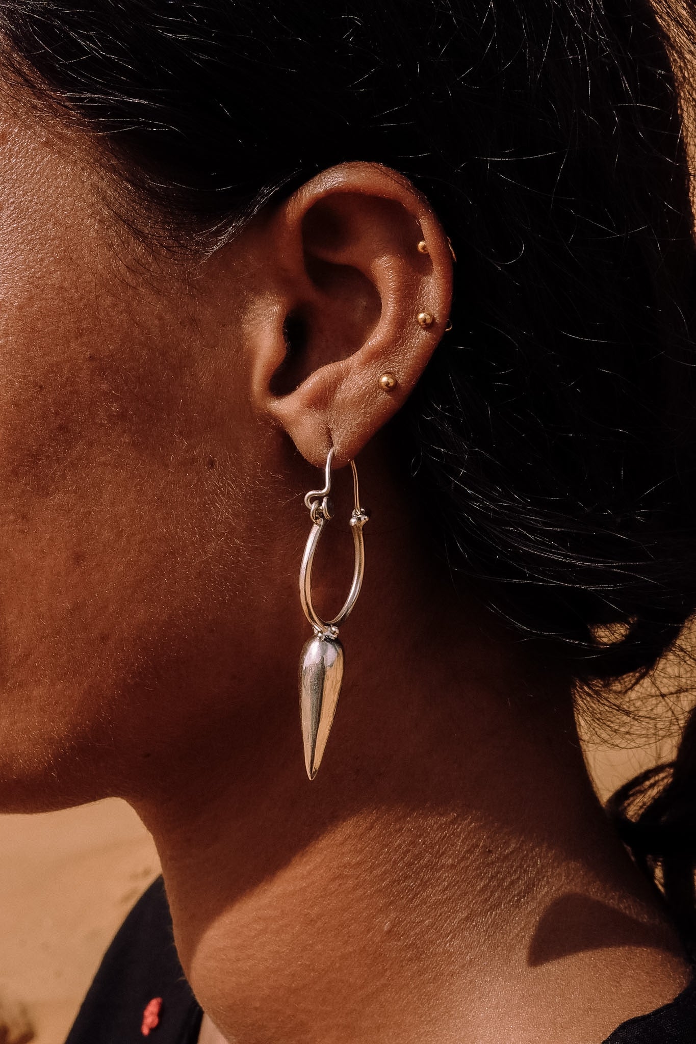 N204- Desert Thorn Silver Hoops