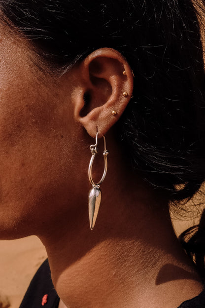 N204- Desert Thorn Silver Hoops
