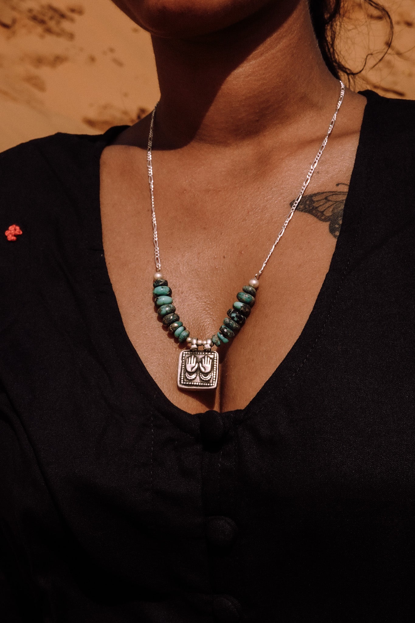 N202 - Panja Pratima Antique Turquoise Silver Necklace