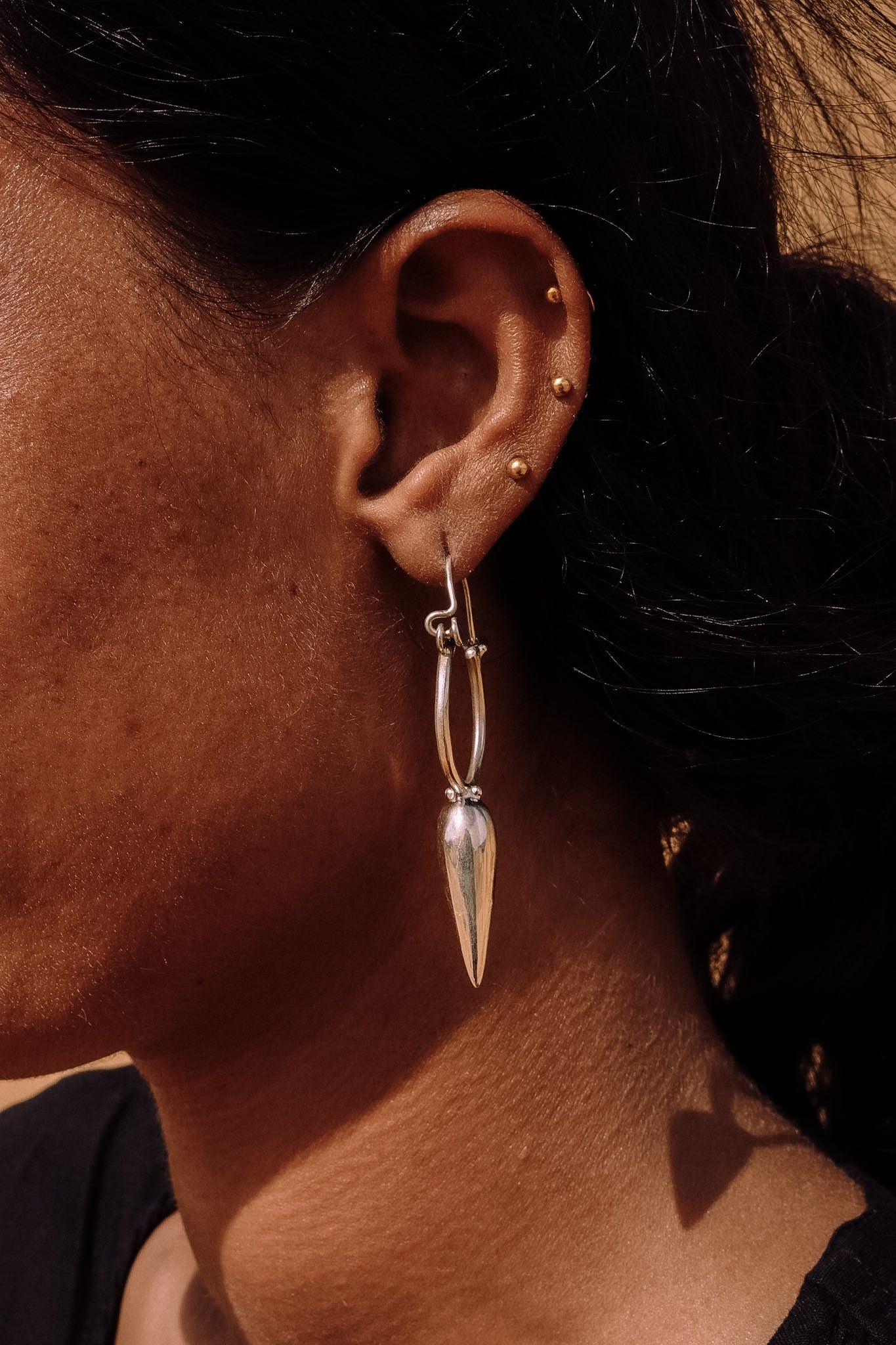 N204- Desert Thorn Silver Hoops