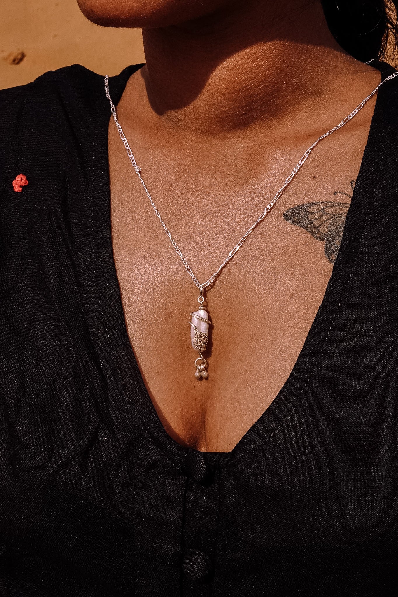 N189- Naga Pearl  Silver Protection Amulet