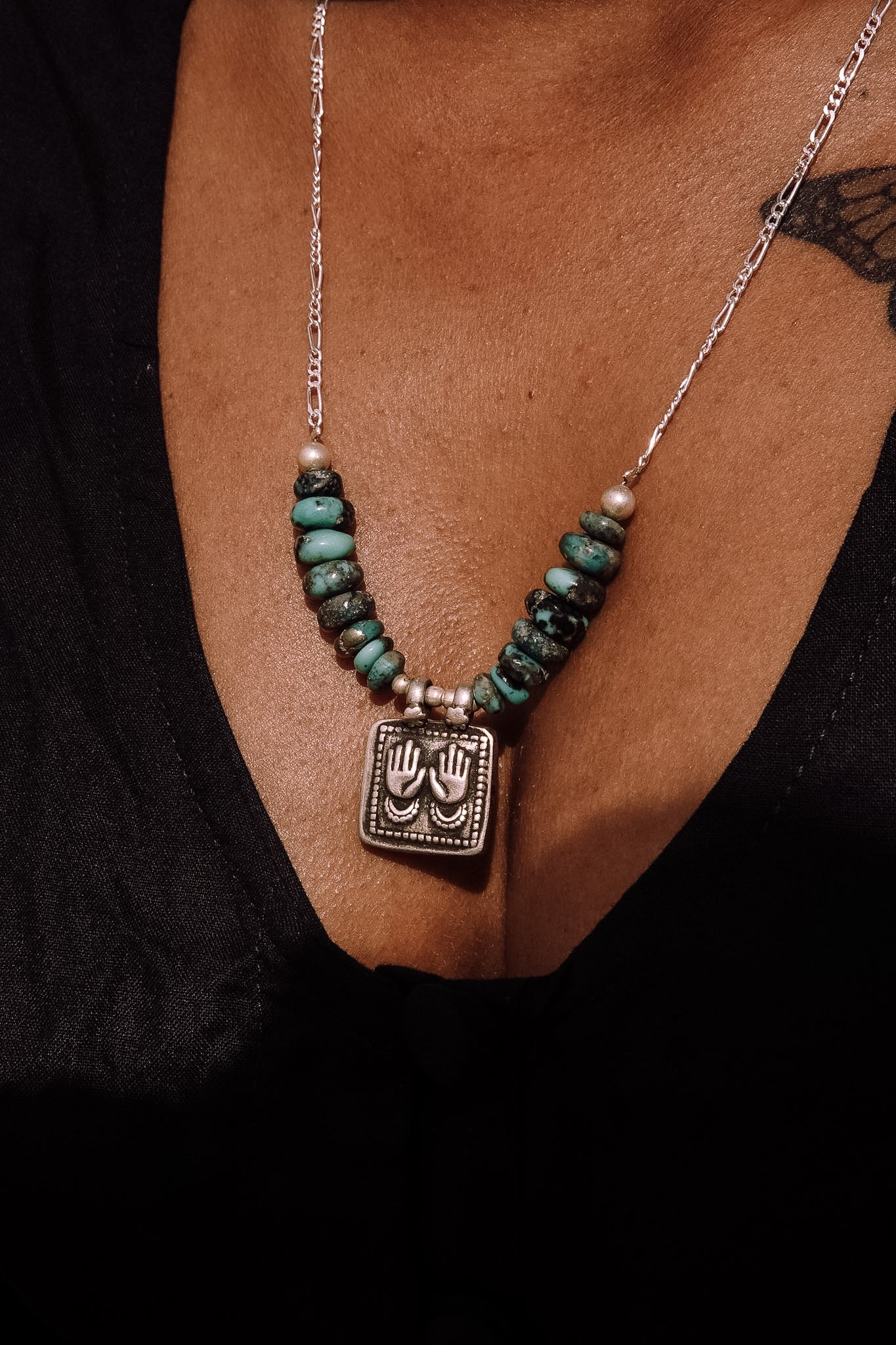 N202 - Panja Pratima Antique Turquoise Silver Necklace