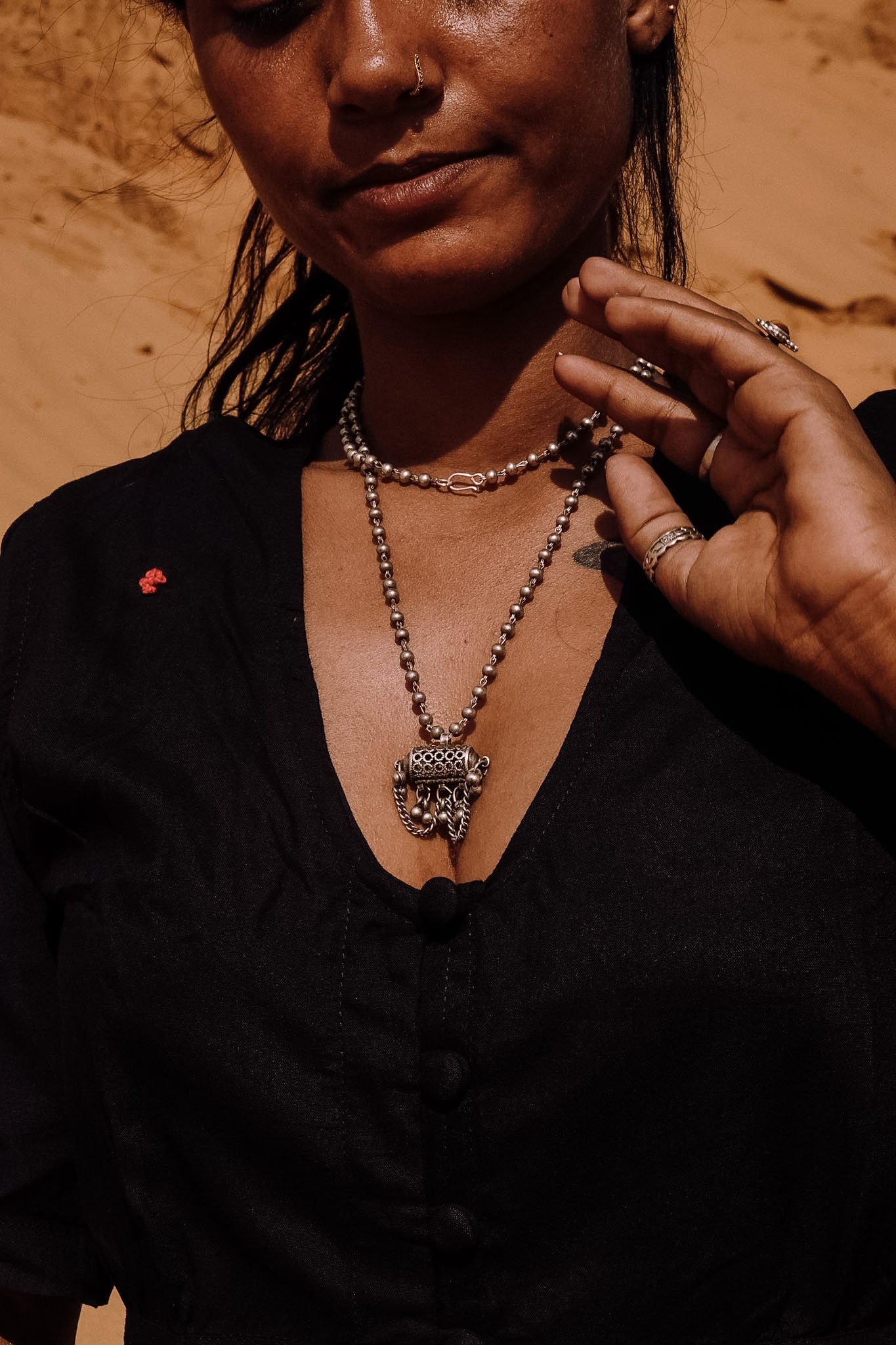 N201 - Taweez Double-Sided Silver Necklace MUSEUM