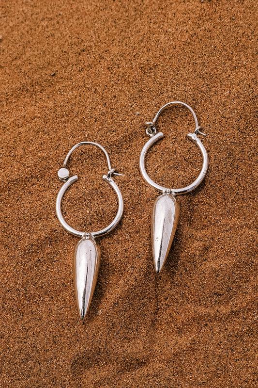 N204- Desert Thorn Silver Hoops
