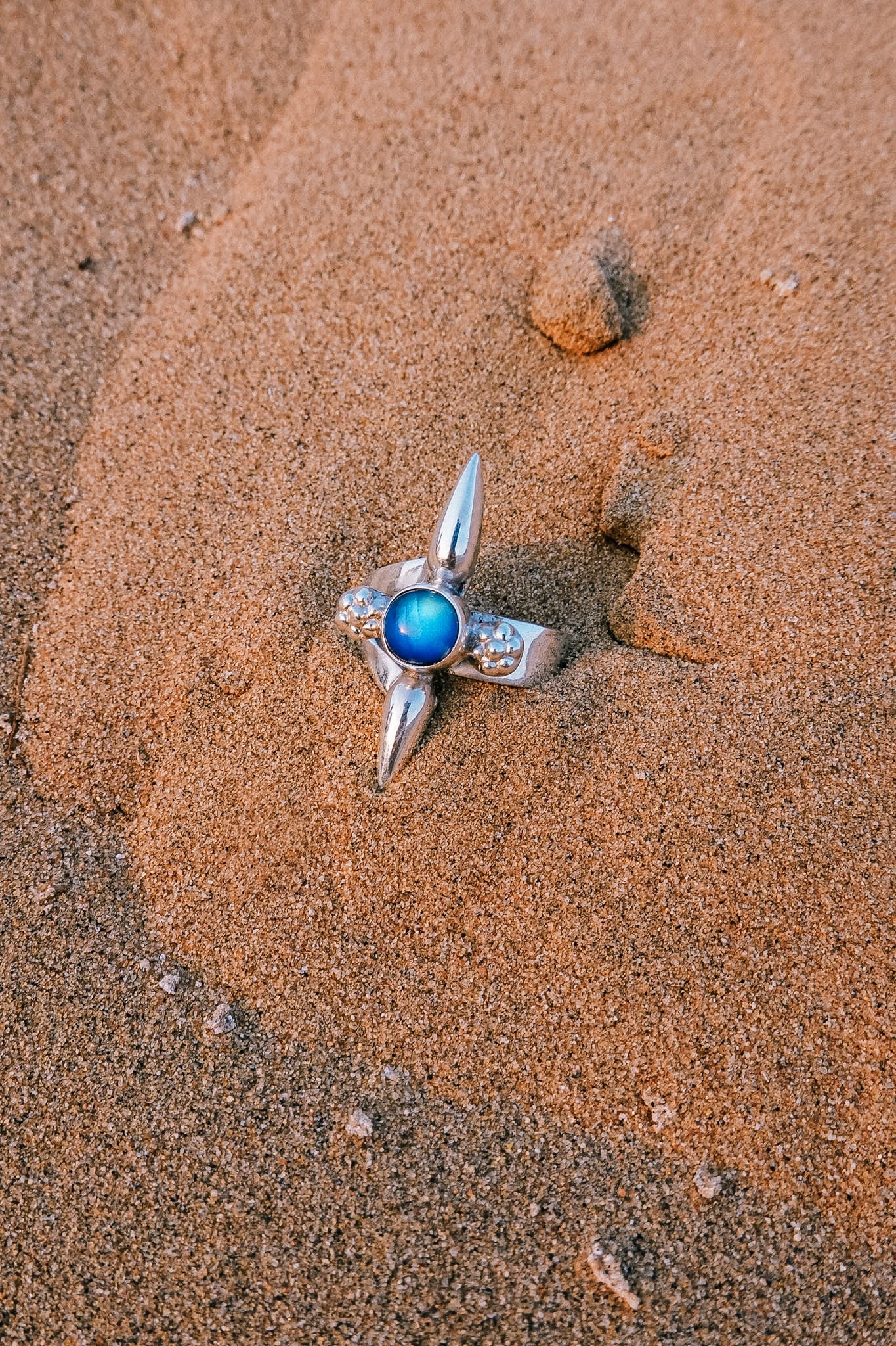 N177 - Silver Ring with  Rainbow Moonstone