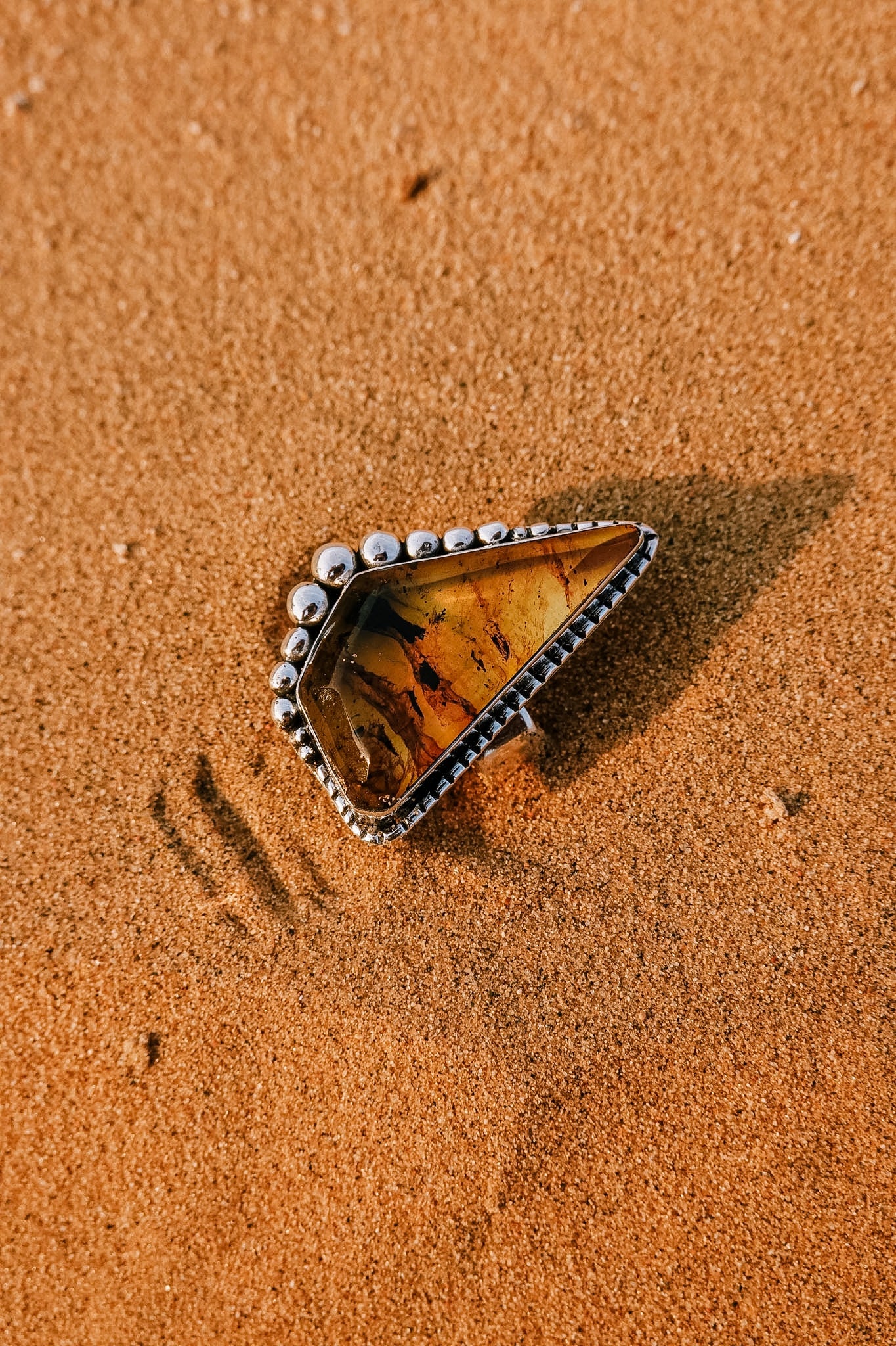 N211 - Silver Ring with Mexican Amber