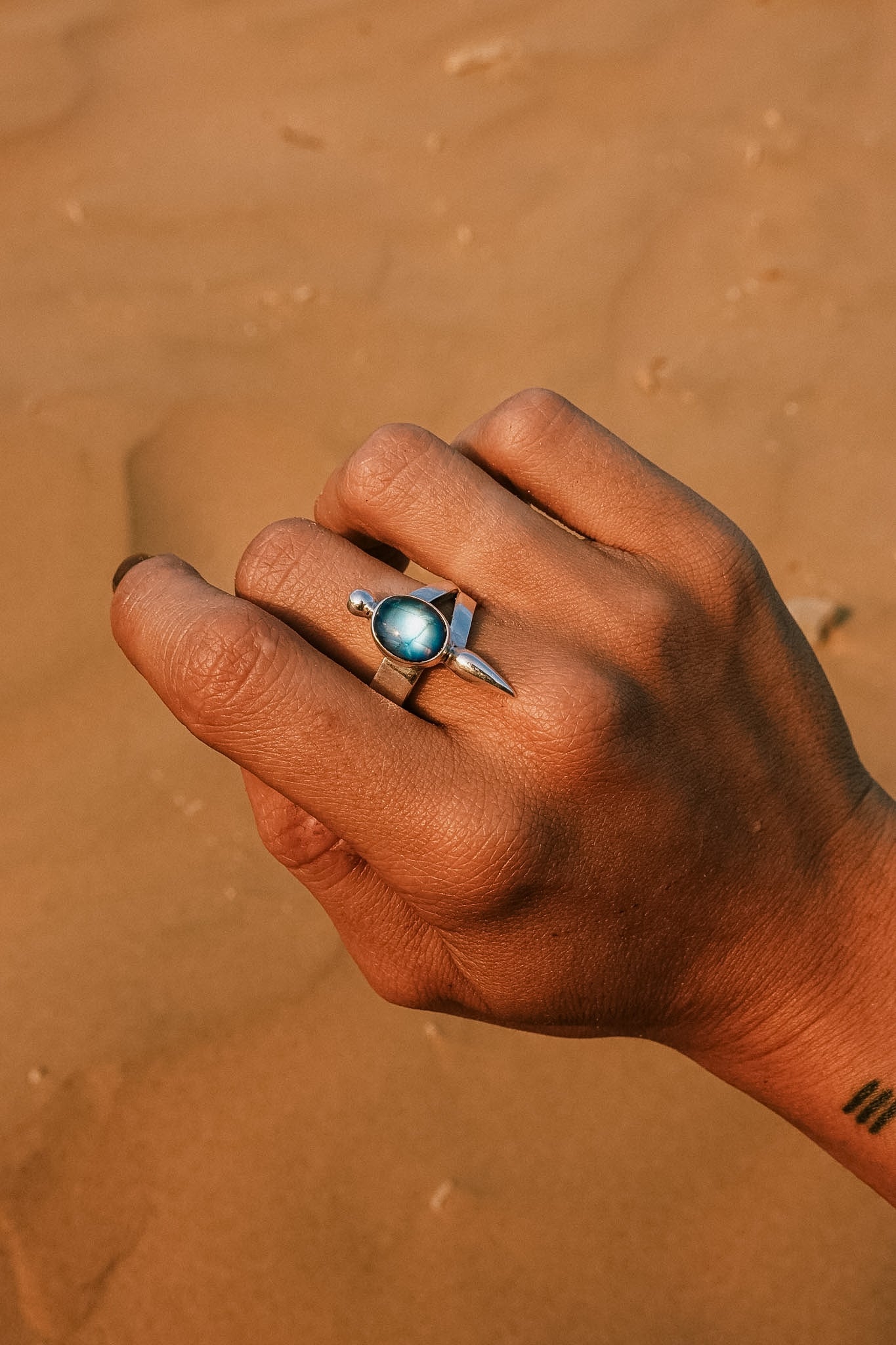 N178 - Silver Ring with  Rainbow Moonstone