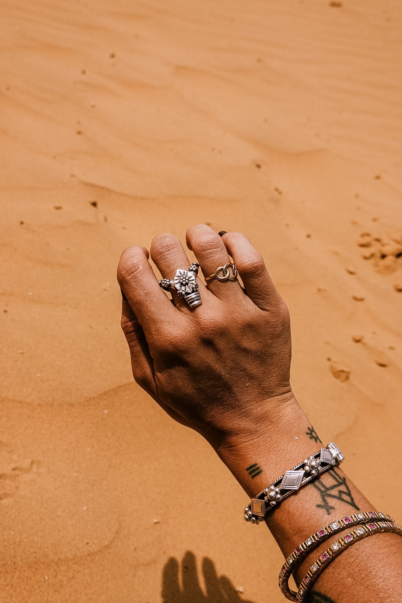 N186 - Banjara inspired Silver Rings with granules