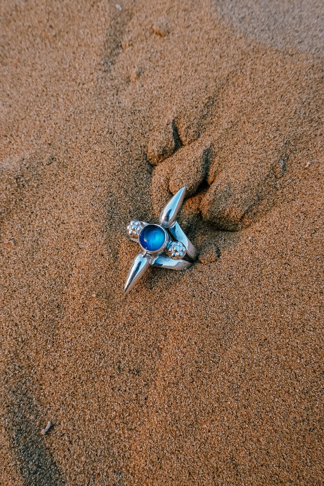 N177 - Silver Ring with  Rainbow Moonstone