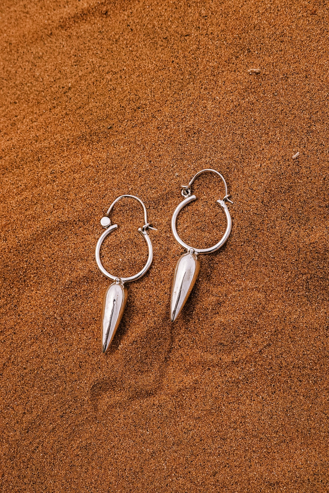 N204- Desert Thorn Silver Hoops