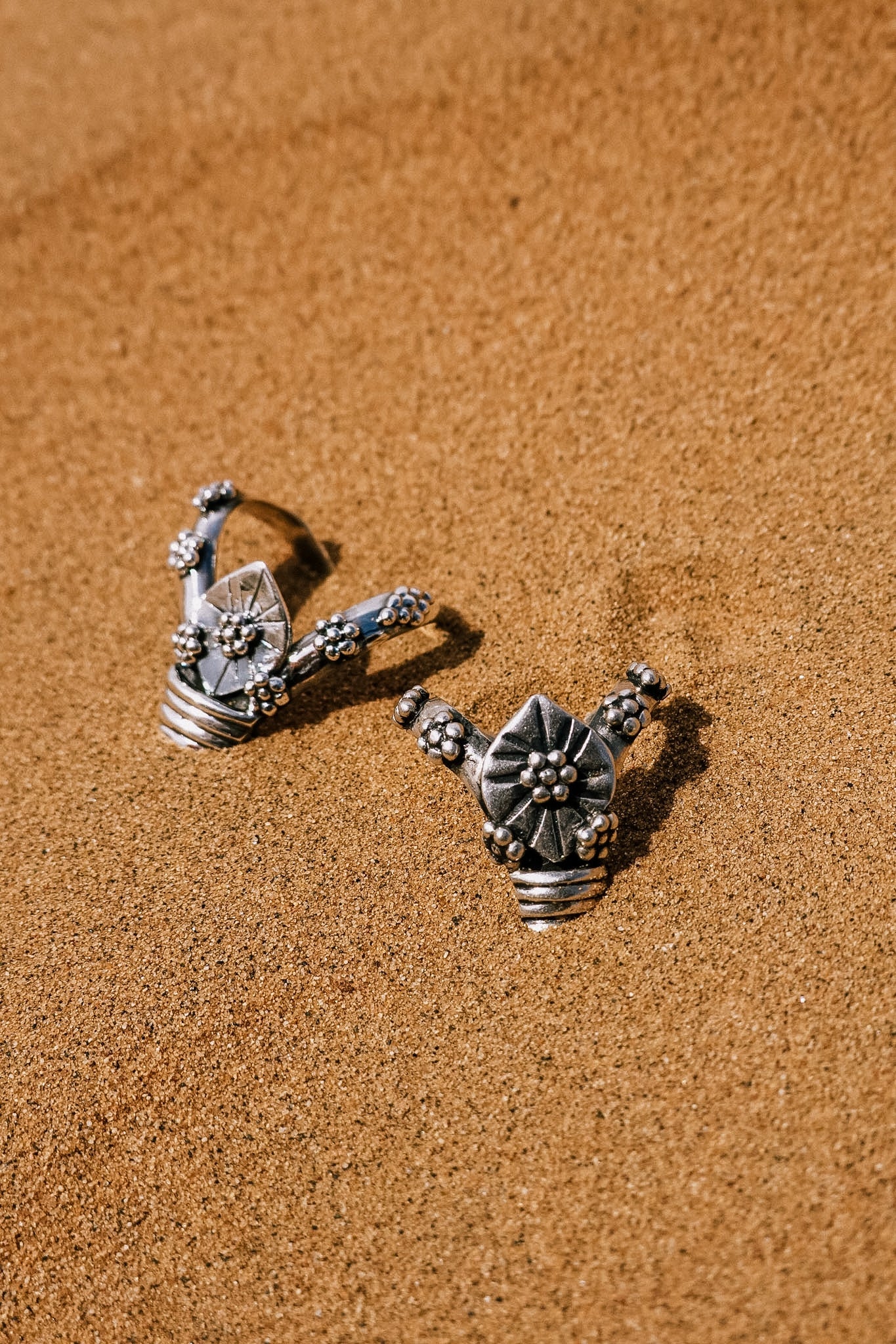 N186 - Banjara inspired Silver Rings with granules