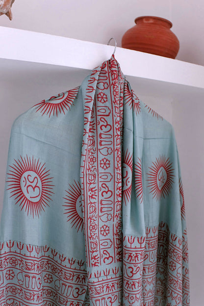 Kashi Rayon Scarf – Om design, Vibrant Indian Colors, Ultra Soft Feel