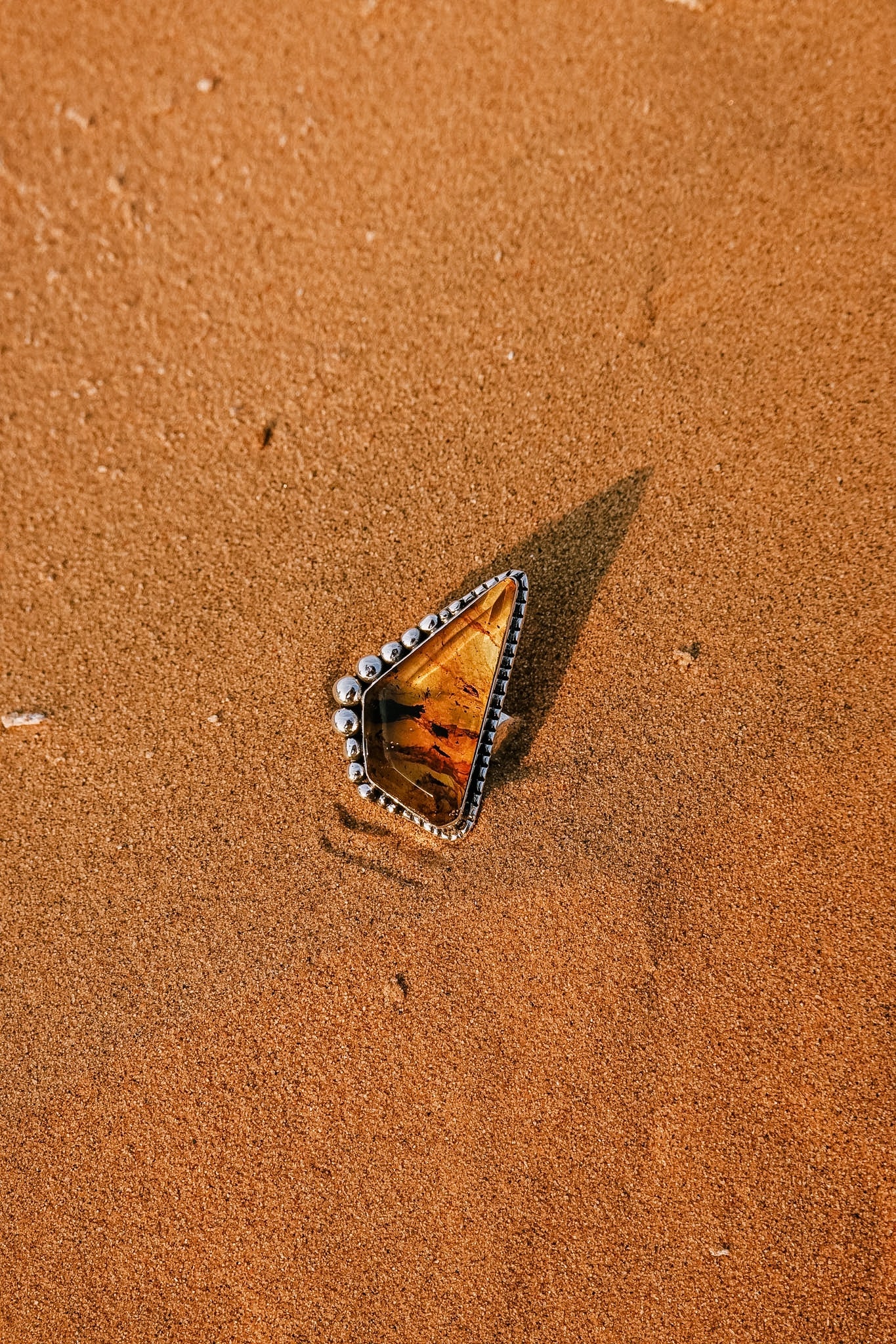 N211 - Silver Ring with Mexican Amber