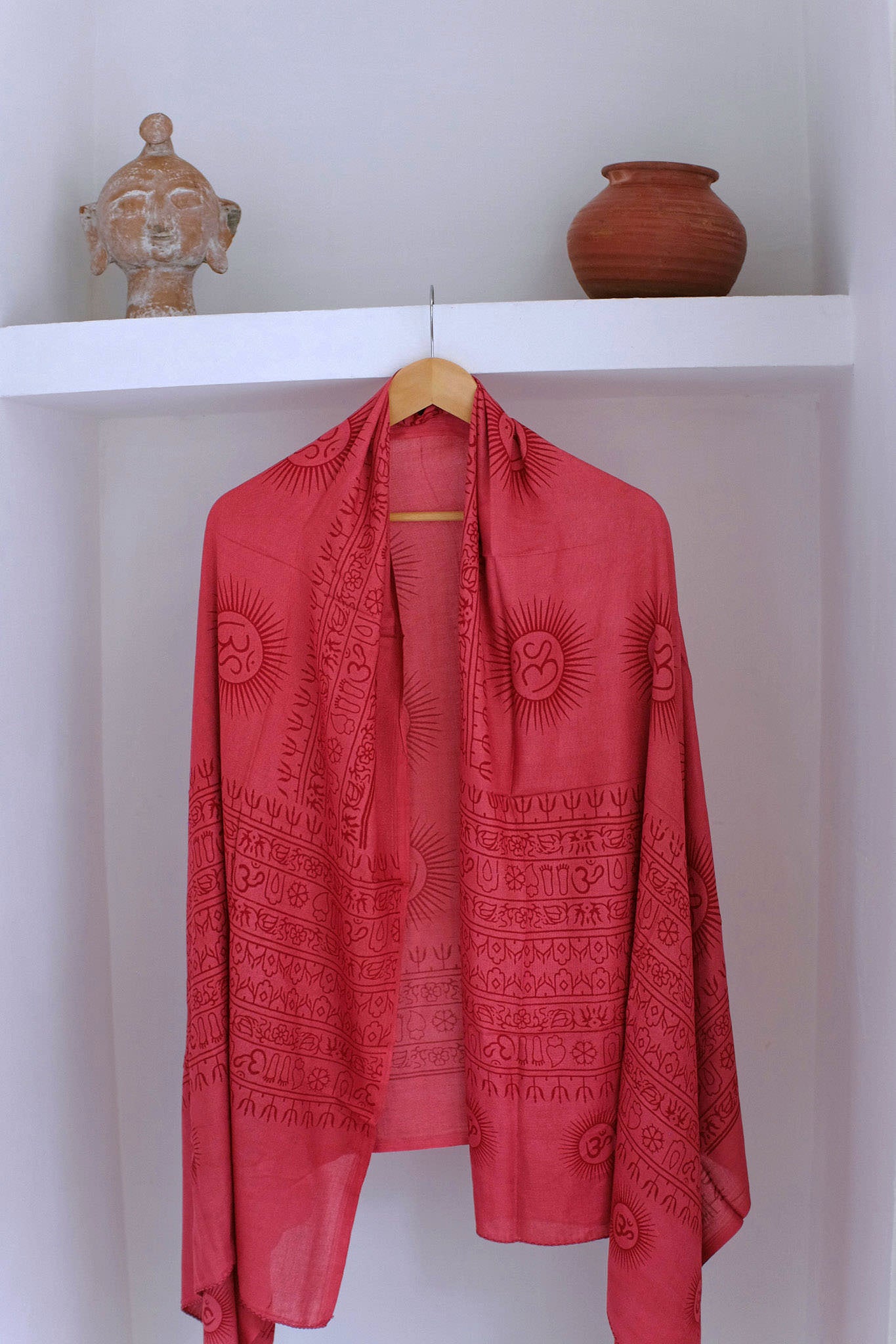 Kashi Rayon Scarf – Om design, Vibrant Indian Colors, Ultra Soft Feel