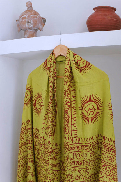Kashi Rayon Scarf – Om design, Vibrant Indian Colors, Ultra Soft Feel