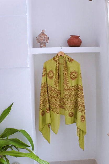 Kashi Rayon Scarf – Om design, Vibrant Indian Colors, Ultra Soft Feel