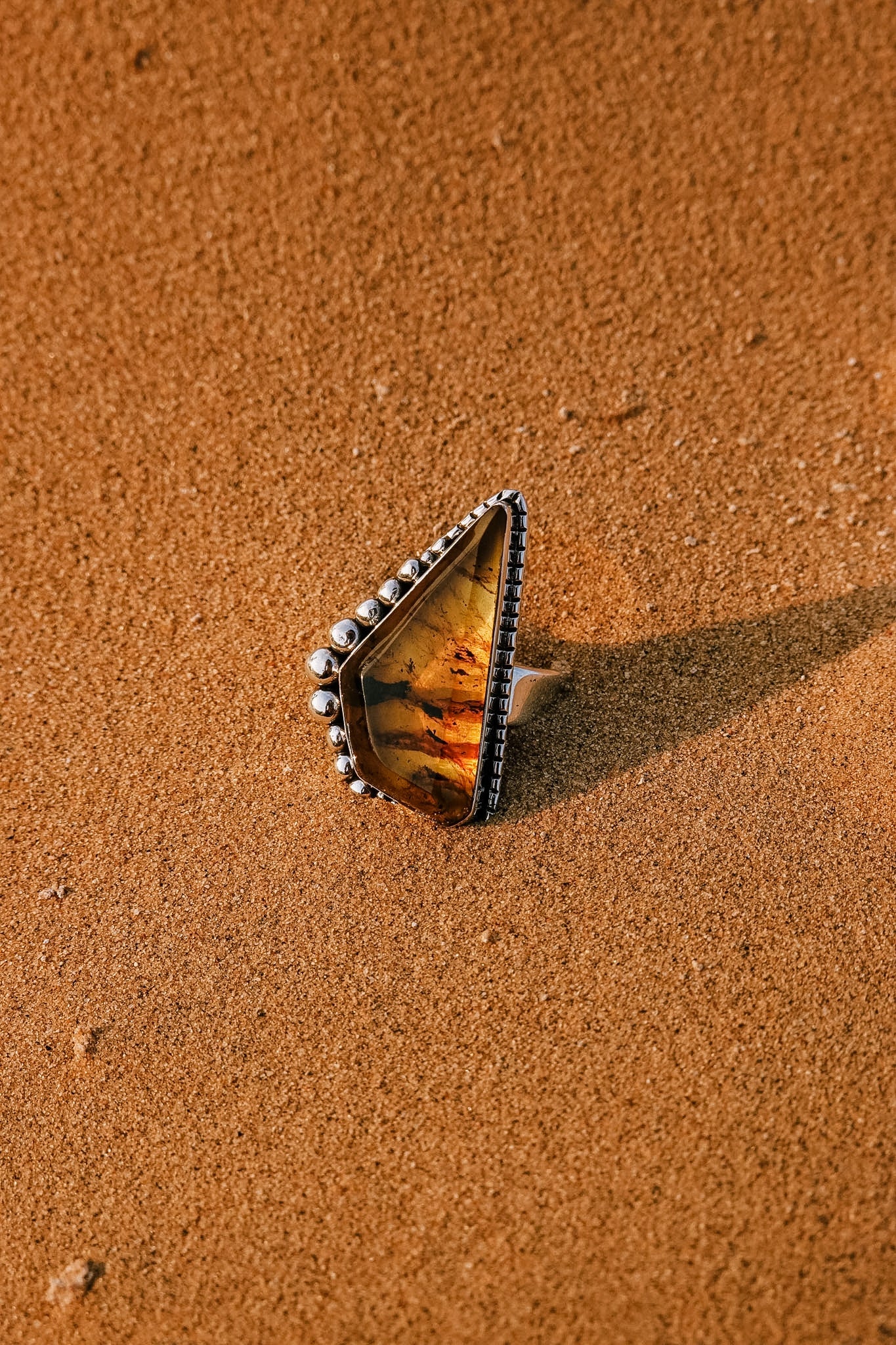 N211 - Silver Ring with Mexican Amber