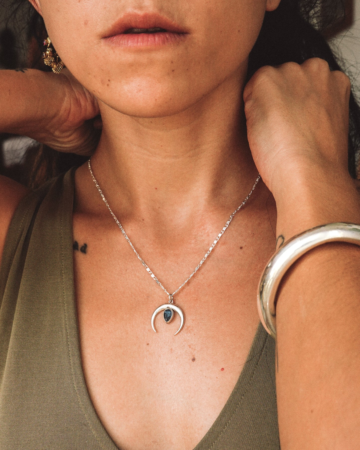 N133- Chandra maa Silver Necklace